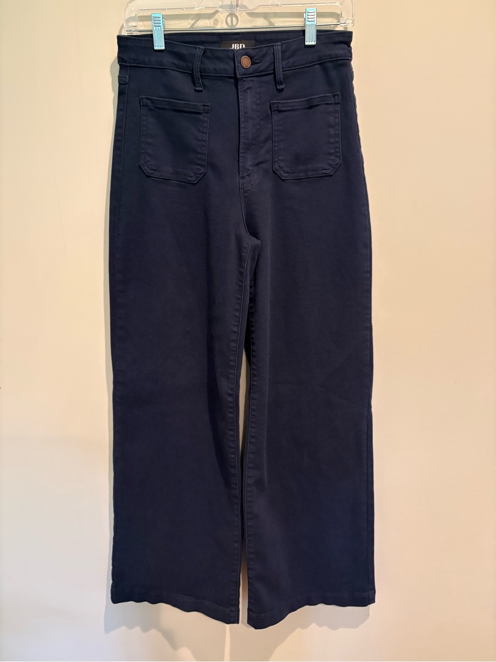 JBD Just Black Denim Mini Patch Pocket Wide Leg Jeans Navy Blue Size 28